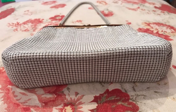 Vintage 1960s Glomesh Purse. White Mesh Handbag w… - image 3