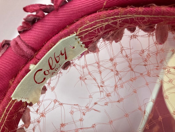 Vintage 50s Netted Halo Hat With Pink Velvet Flowers - Etsy display picture 3