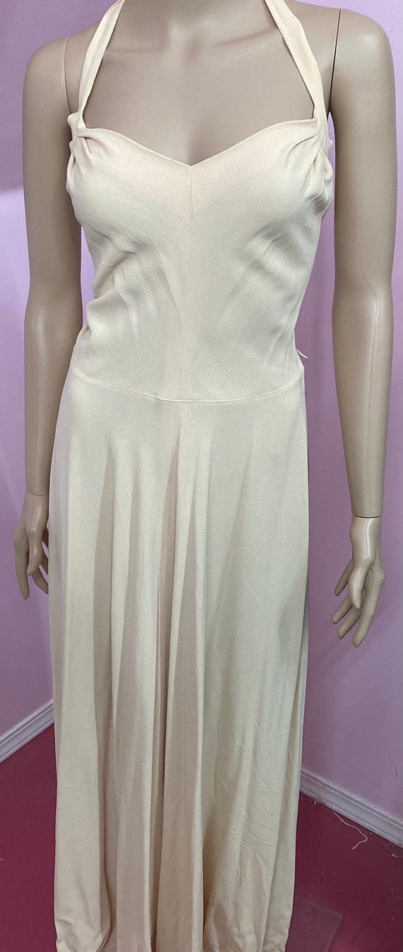 Vintage 40s Halter Dress.40s Rayon Halter Gown.Lo… - image 3