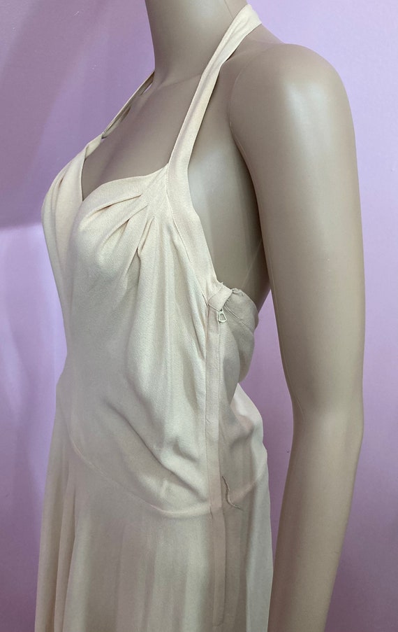 Vintage 40s Halter Dress.40s Rayon Halter Gown.Lo… - image 7