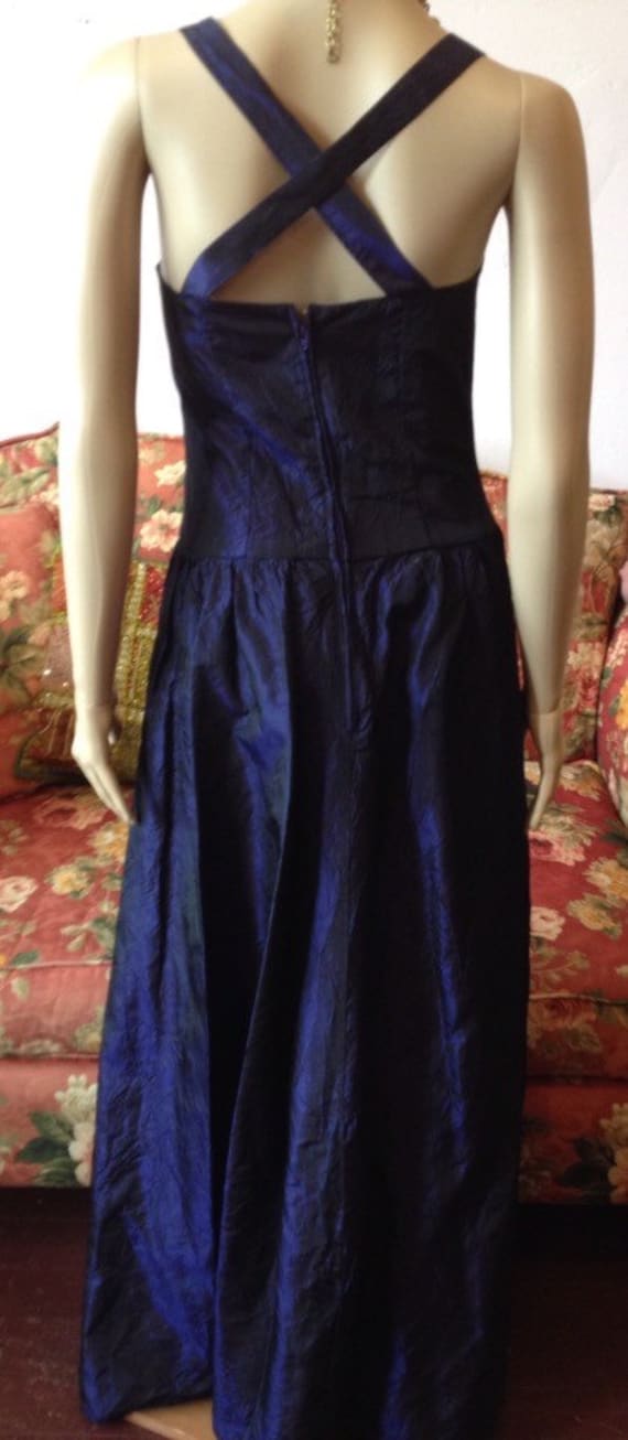 Vintage 60s Dress.60s Evening Gown.Blue/Black Sha… - image 6