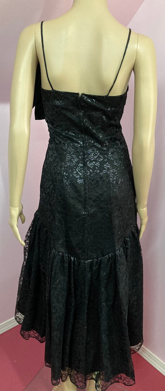 Vintage 80s Black Lace Party Dress by Flirtations… - image 9