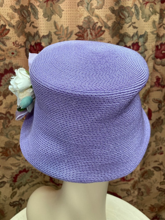 Vintage 50s Purple Hat. Purple Bucket Style Hat w… - image 6