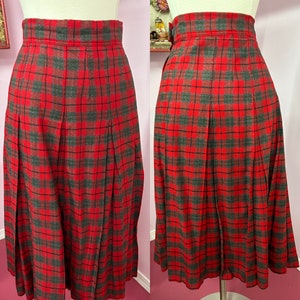40s 50s Full Plaid Skirt 26 Waist Red and Black Pintuck Detail Vintage 1940s 1950s Etsy