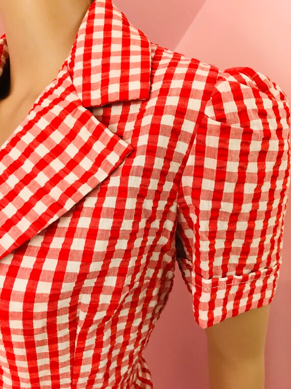 Vintage 70s Red & White Checkered  Blazer.Fritzi … - image 2