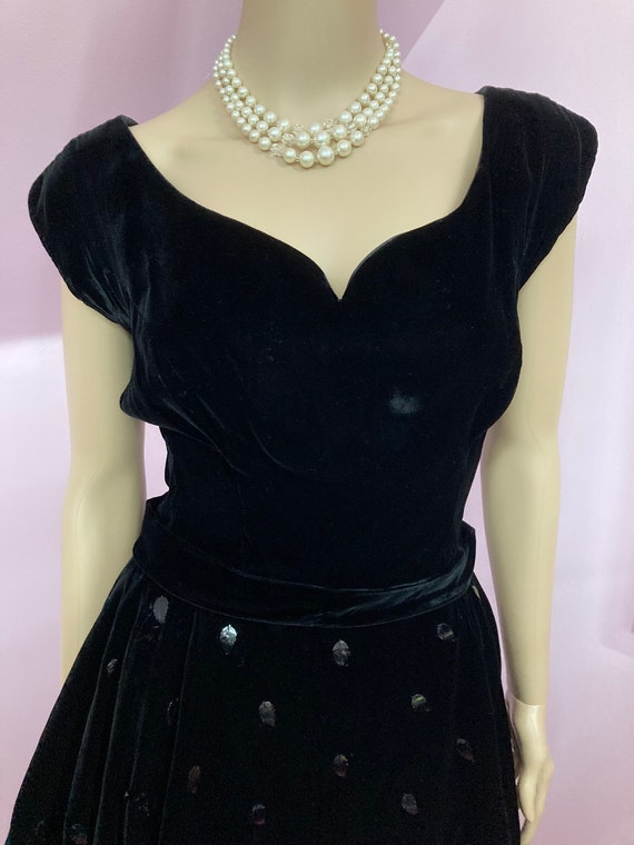 Vintage 50s Hannah Troy Original Dress. Black Vel… - image 2