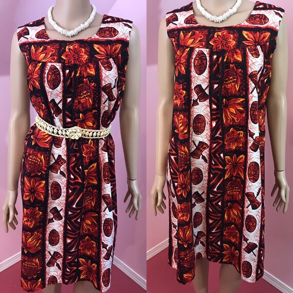 Vintage 60s Hawaiian Muumuu. Ui Maikui Dress.Red H