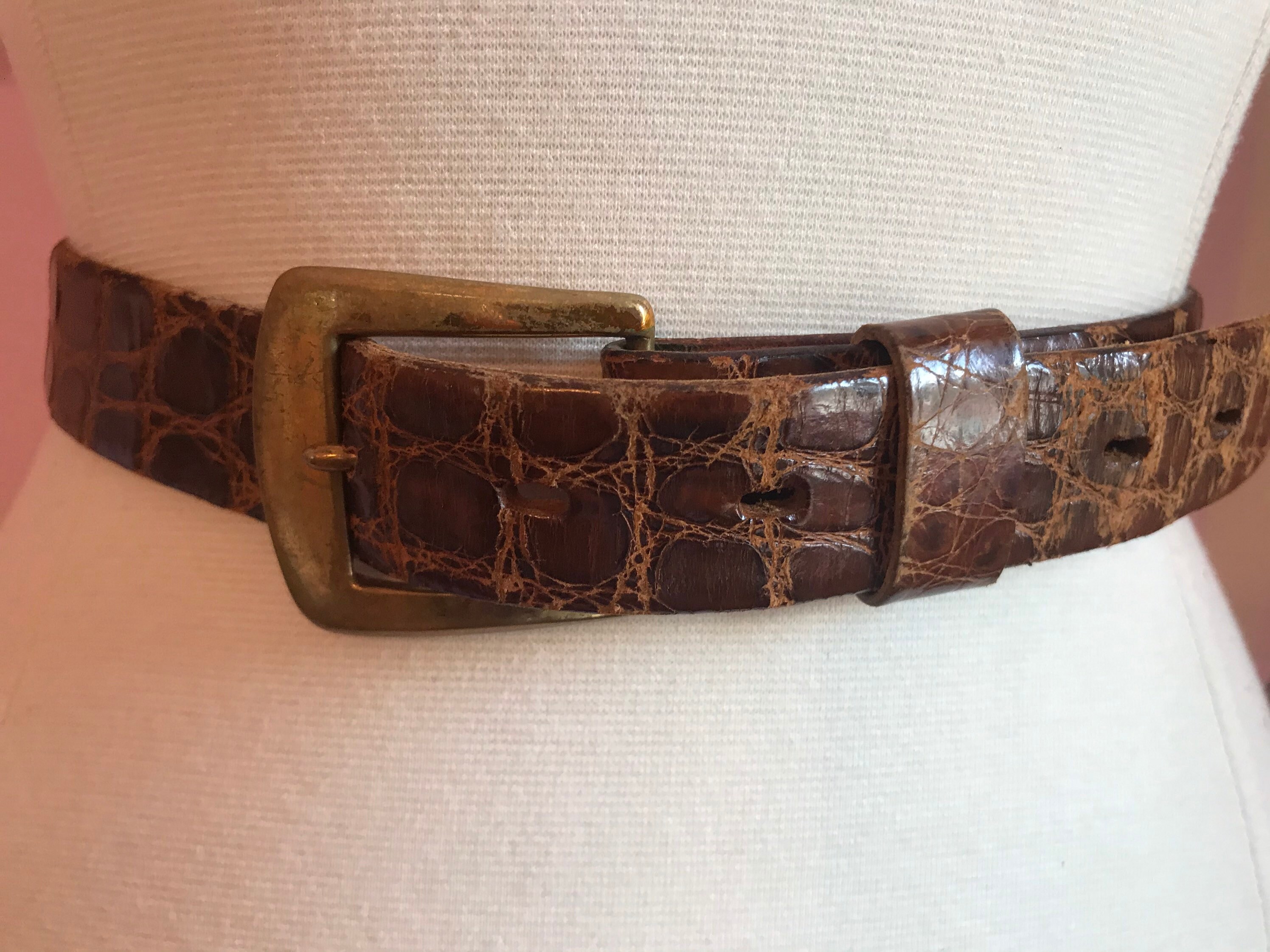 Vintage Hirdes of New Orleans Genuine Alligator Belt Brass Buckle Size 34 nothing says 1980s bad a$$ quite like an alligator belt with  main image 3