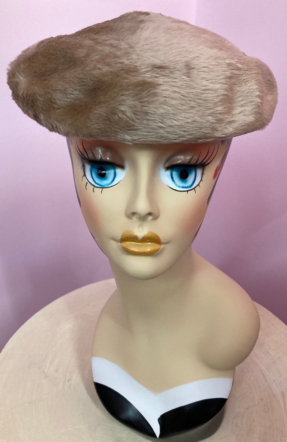 Vintage 60s Brown Beret. Brown Fur Felt Beret by Nicholas Ungar. Italian Felt Beret