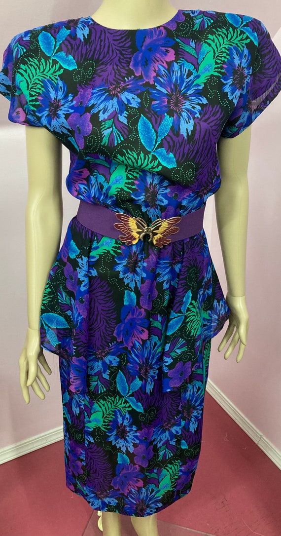 Vintage 80s Floral Dress.80s does 40s Dress.80s S… - image 3