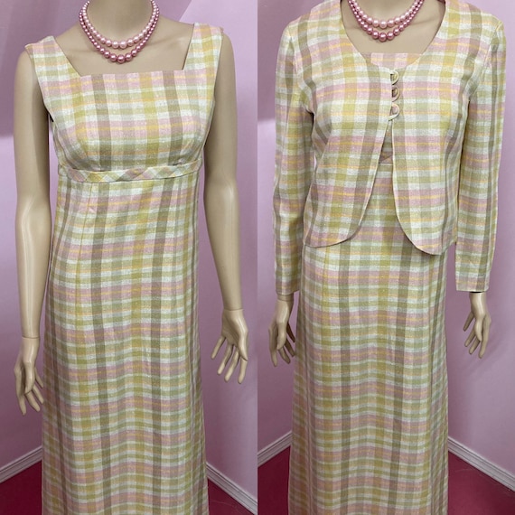 Vintage 60s Pink and Green Plaid Dress & Jacket Set. 60s Long Sleeveless  Dress With Matching Jacket. Small - Etsy