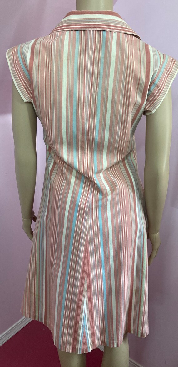Vintage 70s Striped A-Line Dress with Pockets. Br… - image 9
