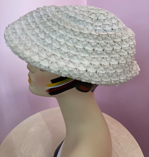 Vintage 50s White Cellophane Mushroom Hat - image 3