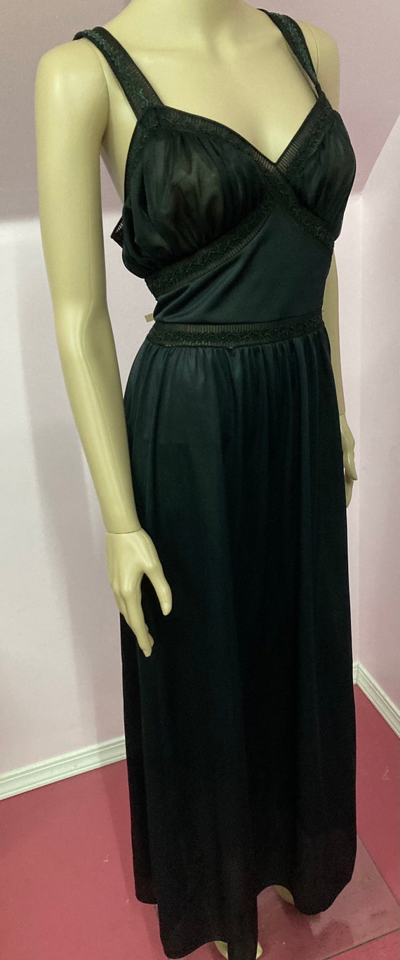 Vintage 40s Black Nylon Nightgown with Sheer Doub… - image 6