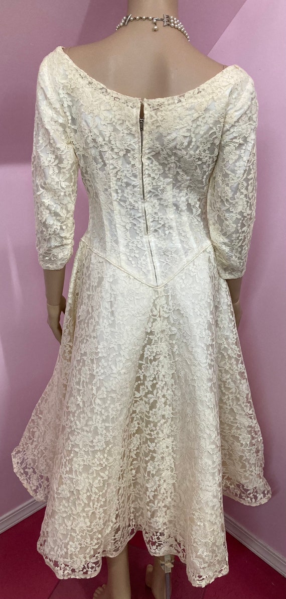 Vintage 50s Wedding Dress.Ivory Lace 1950s Weddin… - image 10