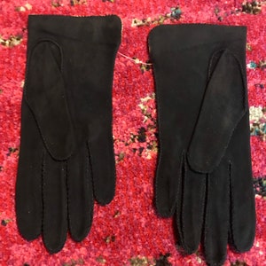 Vintage 1940s Leather Gloves. Navy Blue Kid Leather Gloves.40s Gloves.Blue Gloves 6.5 image 4