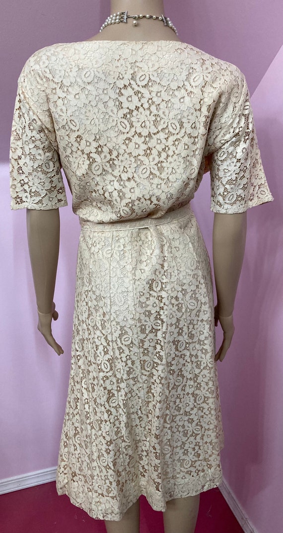 Vintage 50s Beige Lace Dress. VOLUP 50s Lace Dres… - image 9