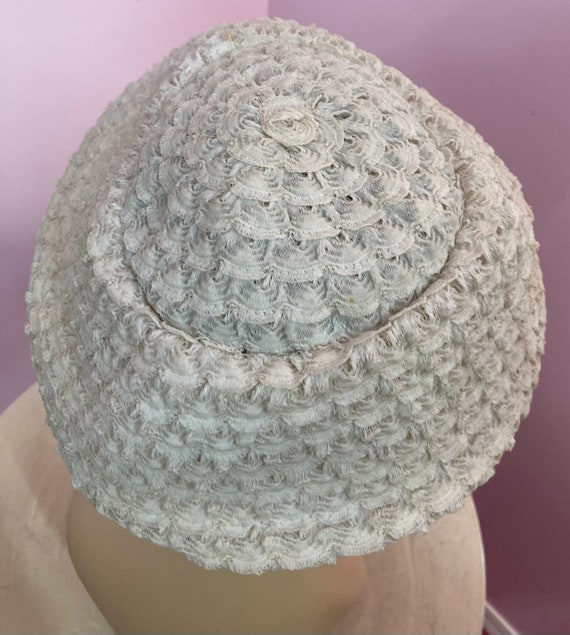 Vintage 50s White Cellophane Mushroom Hat - image 8