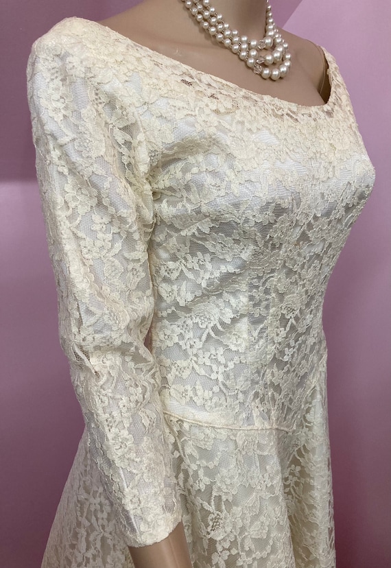 Vintage 50s Wedding Dress.Ivory Lace 1950s Weddin… - image 8