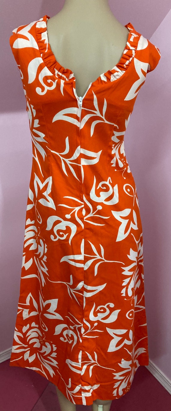 Vintage 60s Orange & White Hawaiian Dress by Tia … - image 7