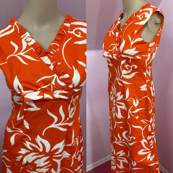 Vintage 60s Orange & White Hawaiian Dress by Tia … - image 1