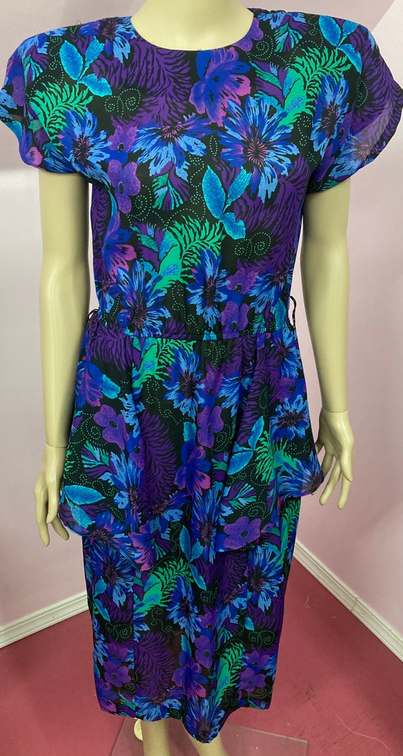 Vintage 80s Floral Dress.80s does 40s Dress.80s S… - image 8