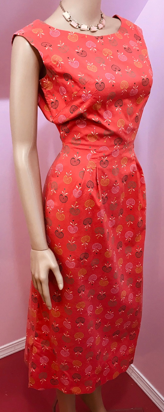 Vintage 40s Dress.Novelty Print Dress. Apple Nove… - image 7