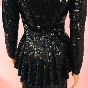 Vintage 80s Oleg Cassini Dress.80s Black Sequin Dress.Oleg Cassini Black Sequin Dress.80s Evening Dress. Small image 8