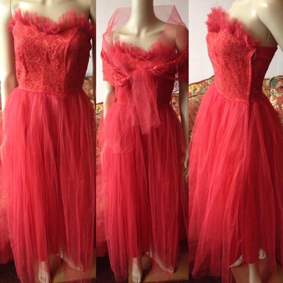 vintage red lace dress