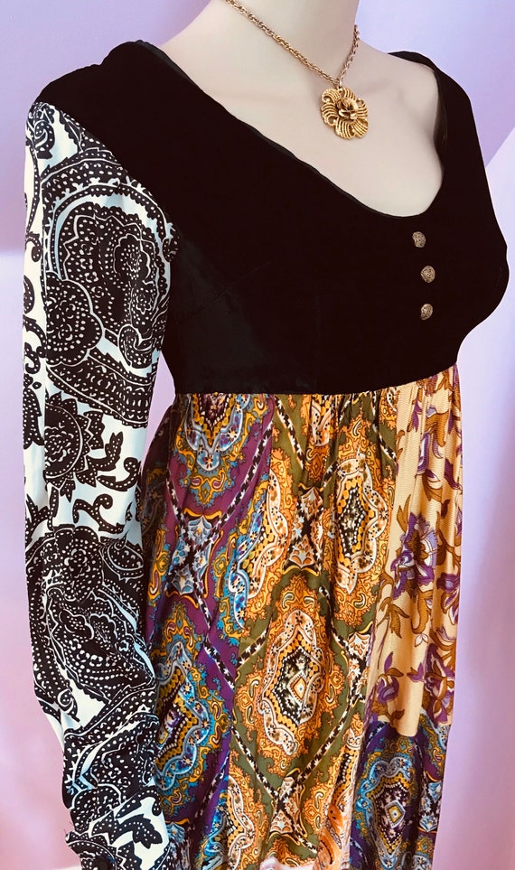 Vintage 70s Boho Dress.70s Patchwork Maxi Dress.G… - image 7