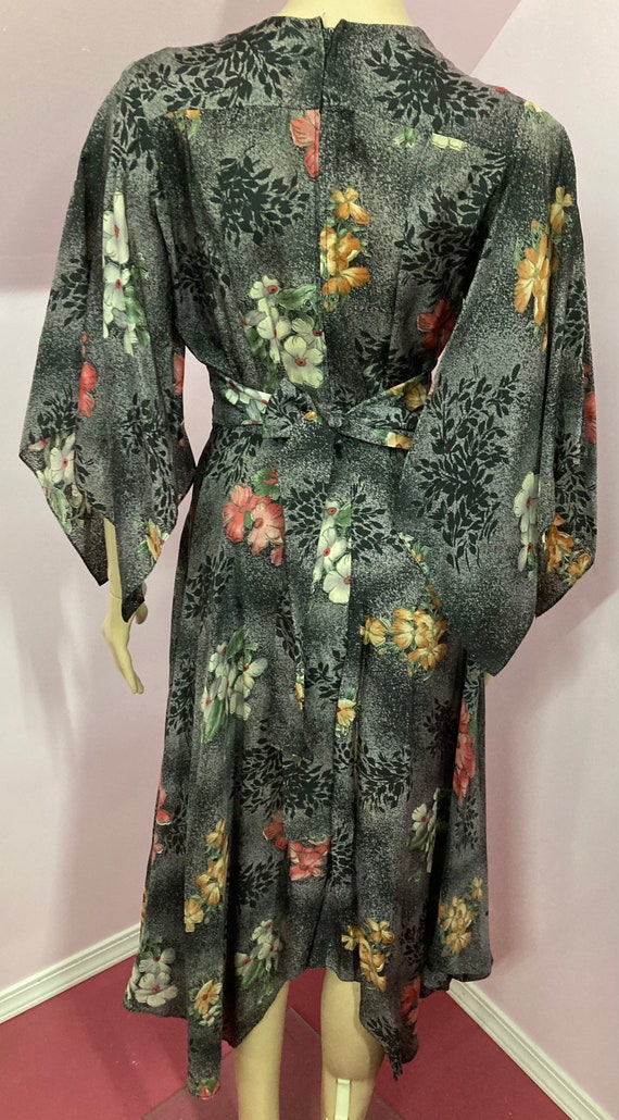 Vintage 70s Black Floral Dress. Boho Dress with A… - image 9