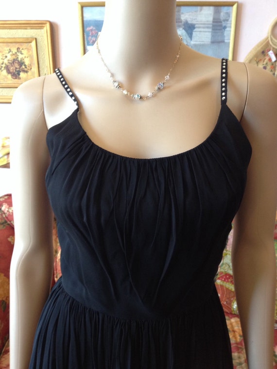 Vintage 1950s Dress.Vintage 50s Dress.50s Black C… - image 3