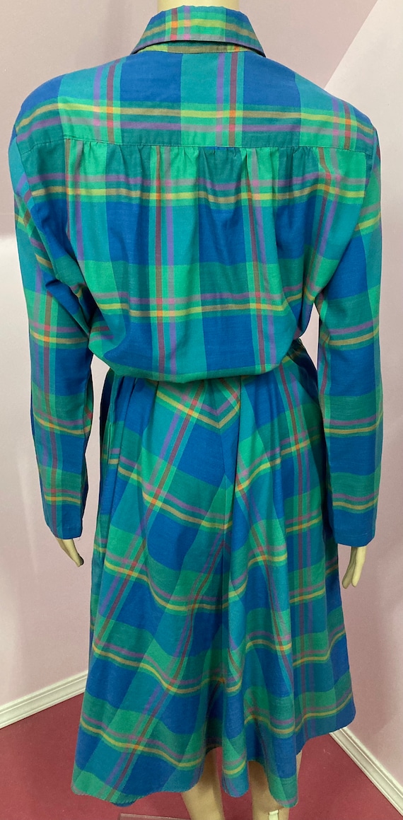 Vintage 70s Shirt Dress.70s Shirtwaist Dress.Blue… - image 8