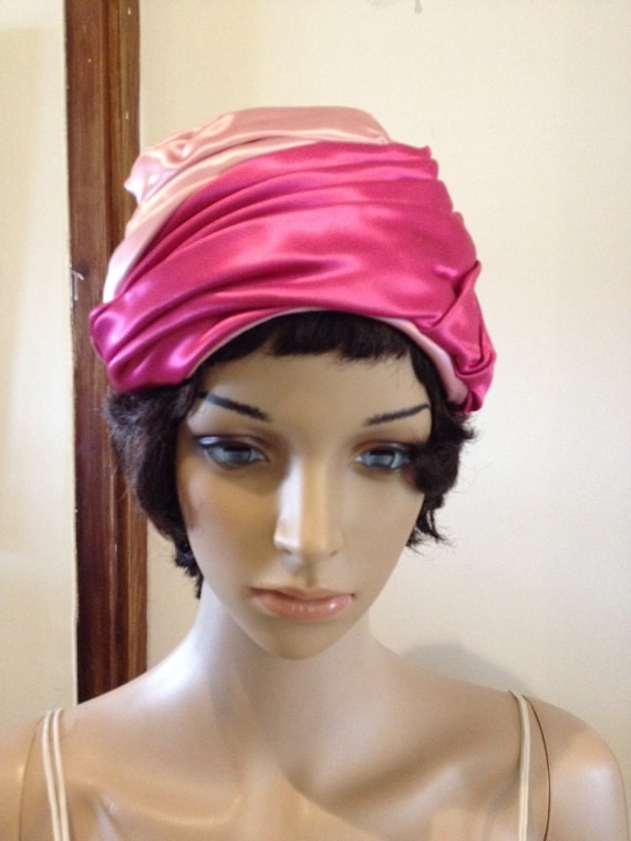 Vintage 50s Pink Satin Turban Hat by Grace Adams - image 2