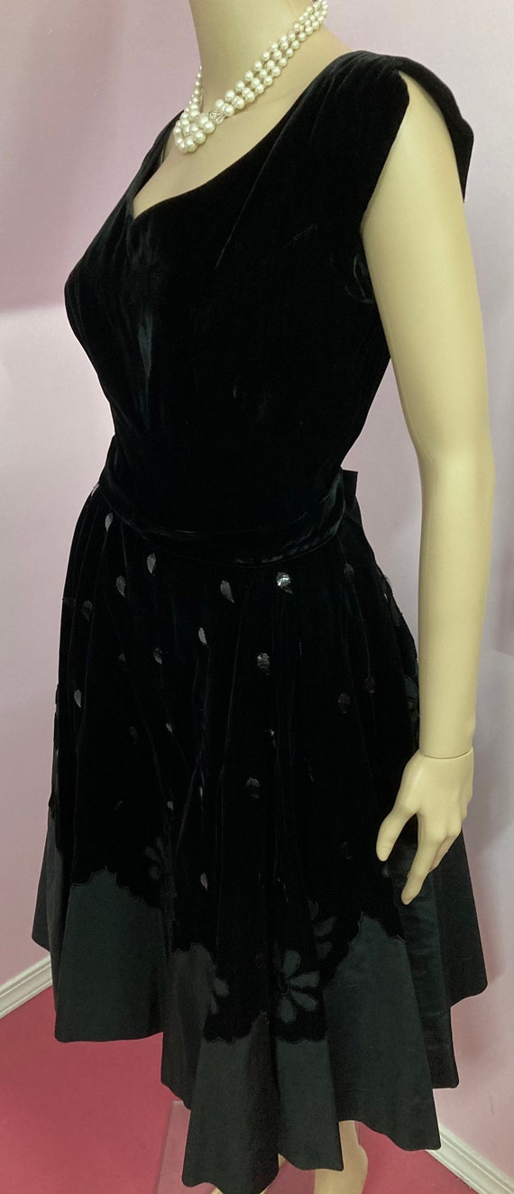 Vintage 50s Hannah Troy Original Dress. Black Vel… - image 7