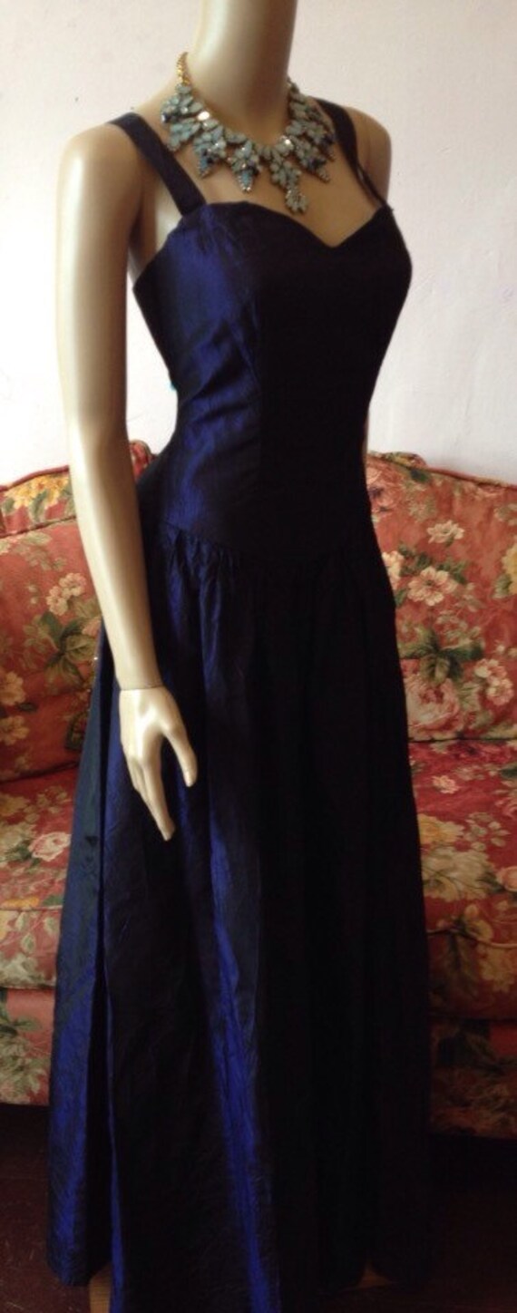 Vintage 60s Dress.60s Evening Gown.Blue/Black Sha… - image 5
