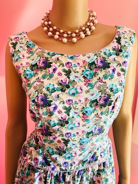 Vintage 80s Dress. Lanz Dress. Cotton Sundress. Floral Dress