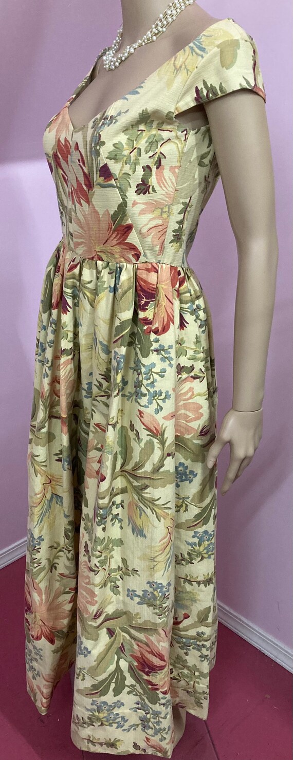 Vintage 80s Barkcloth Floral Dress. Cottage Core … - image 6