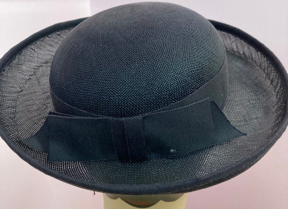 Vintage 50s Navy Blue Straw Hat - image 6