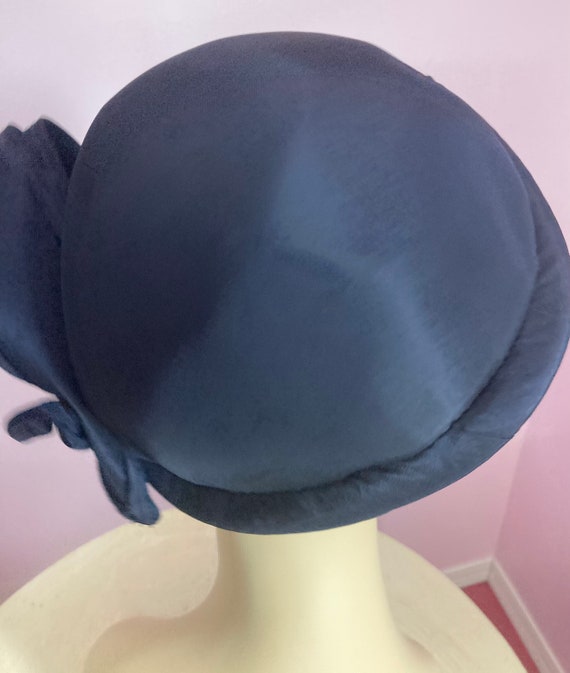 Vintage 40s Navy Blue Topper Hat - image 7