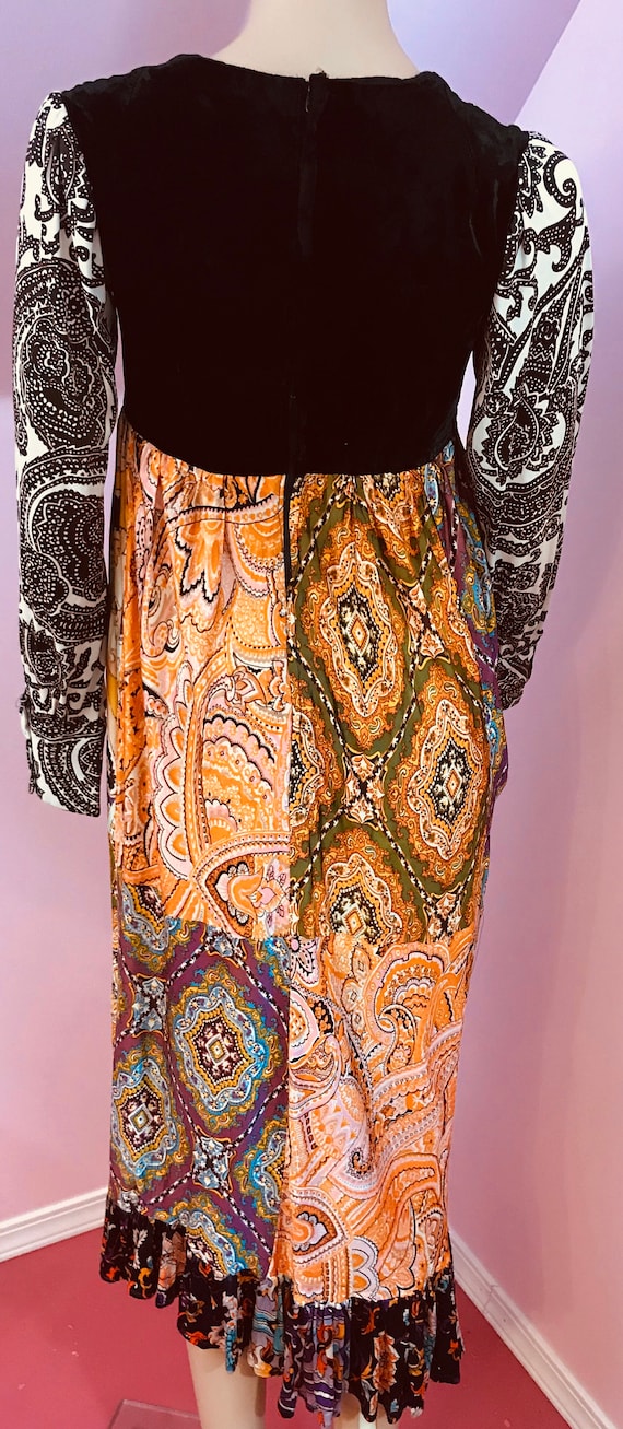 Vintage 70s Boho Dress.70s Patchwork Maxi Dress.G… - image 10