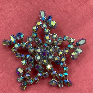 Vintage 50er Blue Aurora Borealis Strass Brosche