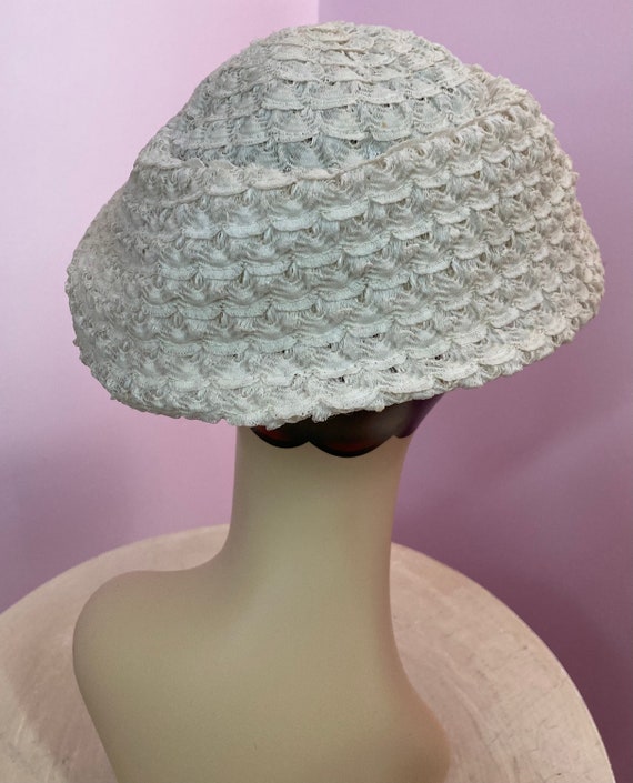 Vintage 50s White Cellophane Mushroom Hat - image 7