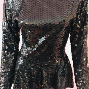 Vintage 80s Oleg Cassini Dress.80s Black Sequin Dress.Oleg Cassini Black Sequin Dress.80s Evening Dress. Small image 3