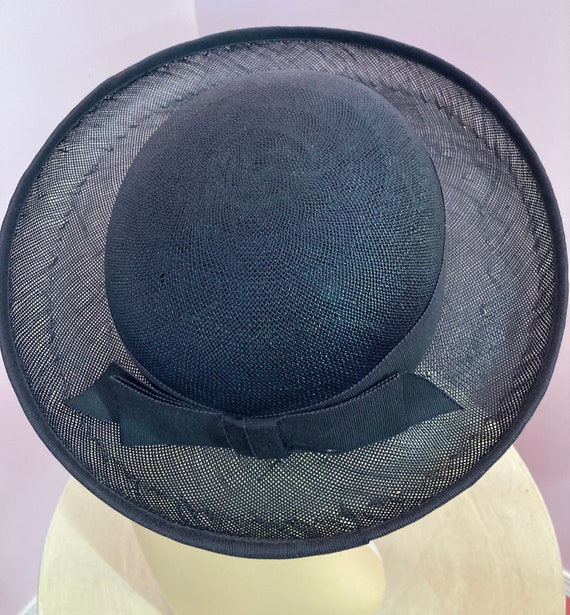 Vintage 50s Navy Blue Straw Hat - image 8