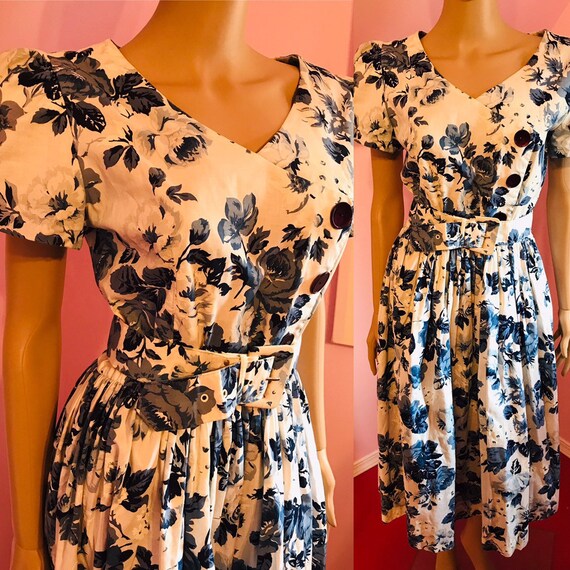 Vintage 80s Dress.Vintage 1980s Dress.80s Cotton D