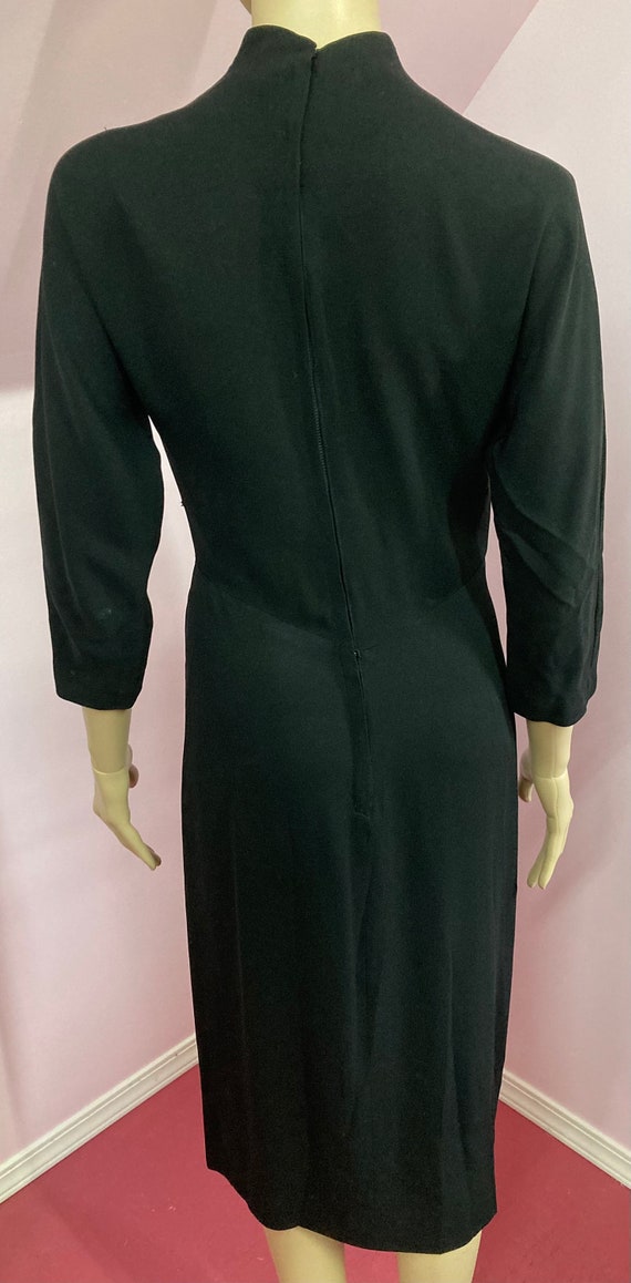 Vintage 50s Black Dorothy O’hara Rayon Crepe Dres… - image 8