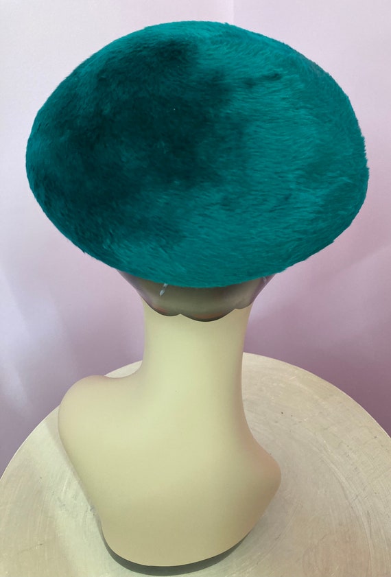 Vintage 70s Green Fur Felt Beret Hat by Nicholas … - image 4