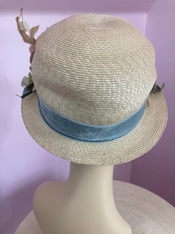 Vintage 1940s Dachettes Straw Hat with Pink Roses… - image 8