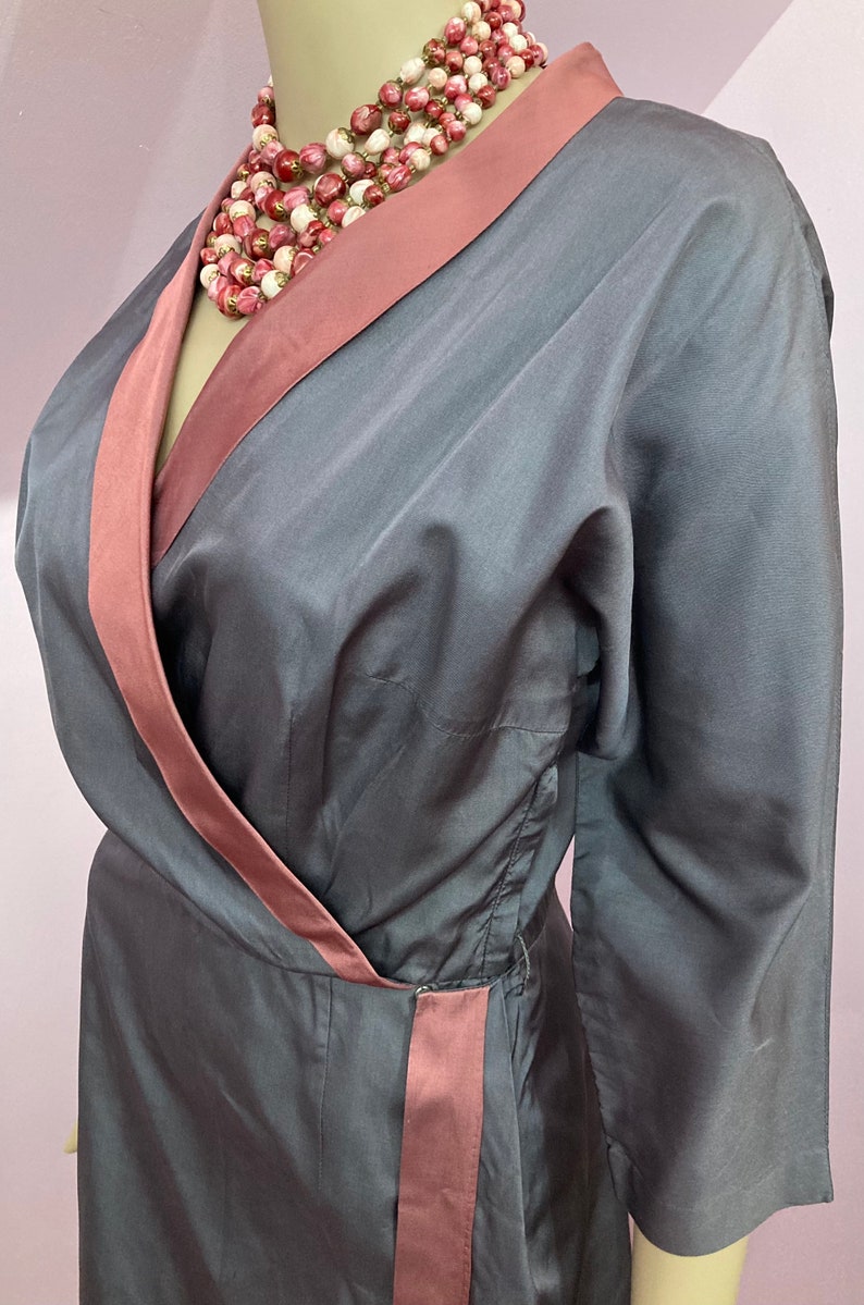 Vintage 50s Wrap Front Dress. 50s Shop Girl Dress. Small image 6